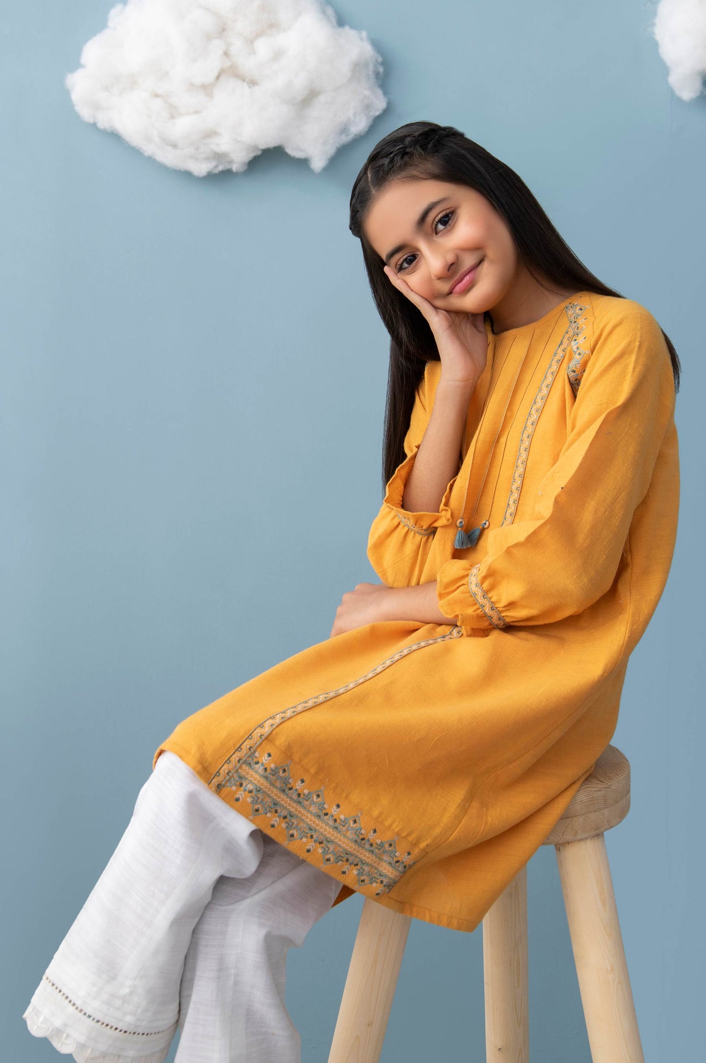 Stitched 1 Piece Embroidered Khaddar Junior Shirt