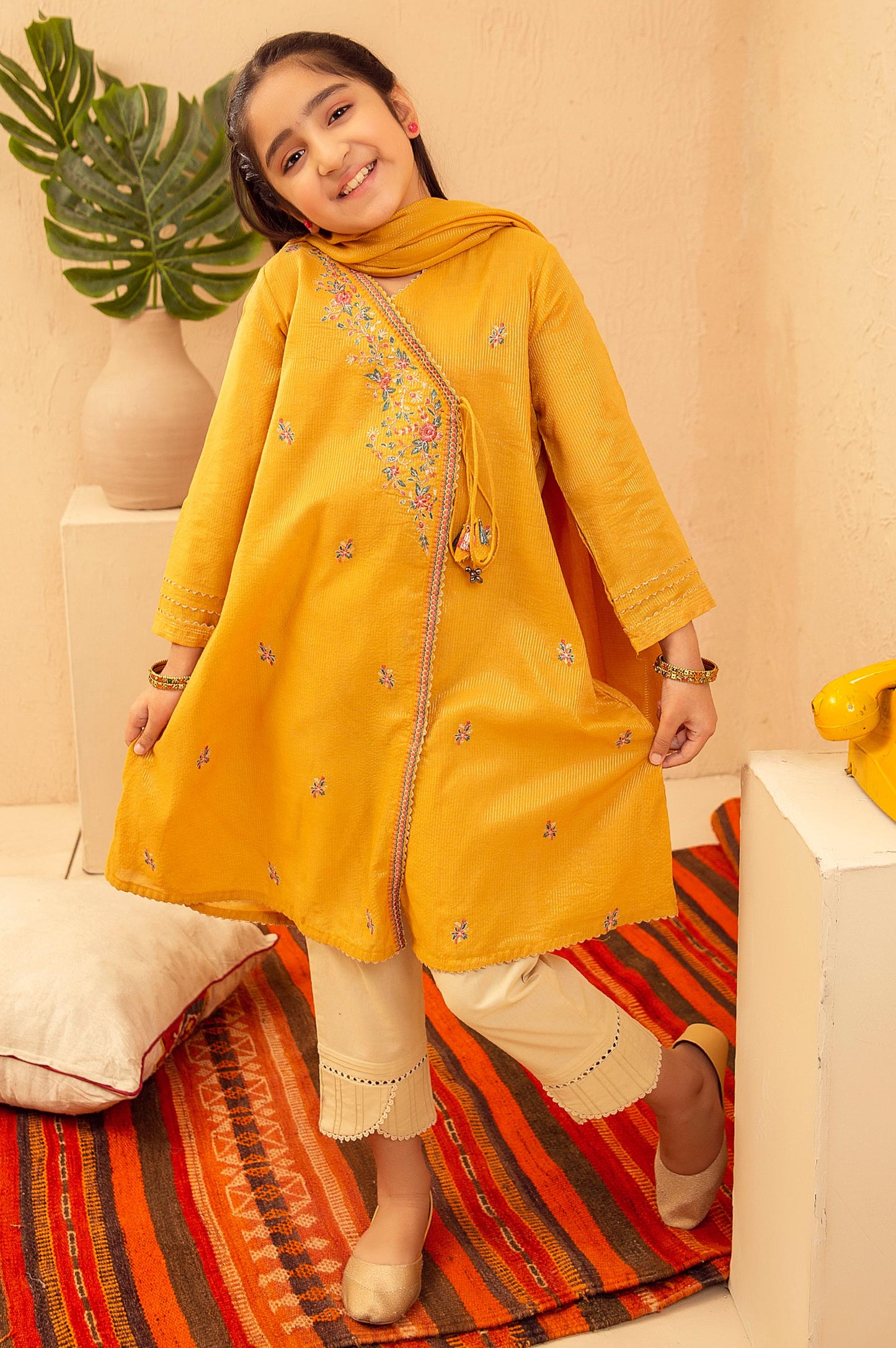 Stitched 2 Piece Embroidered Suit- Zari Stripe