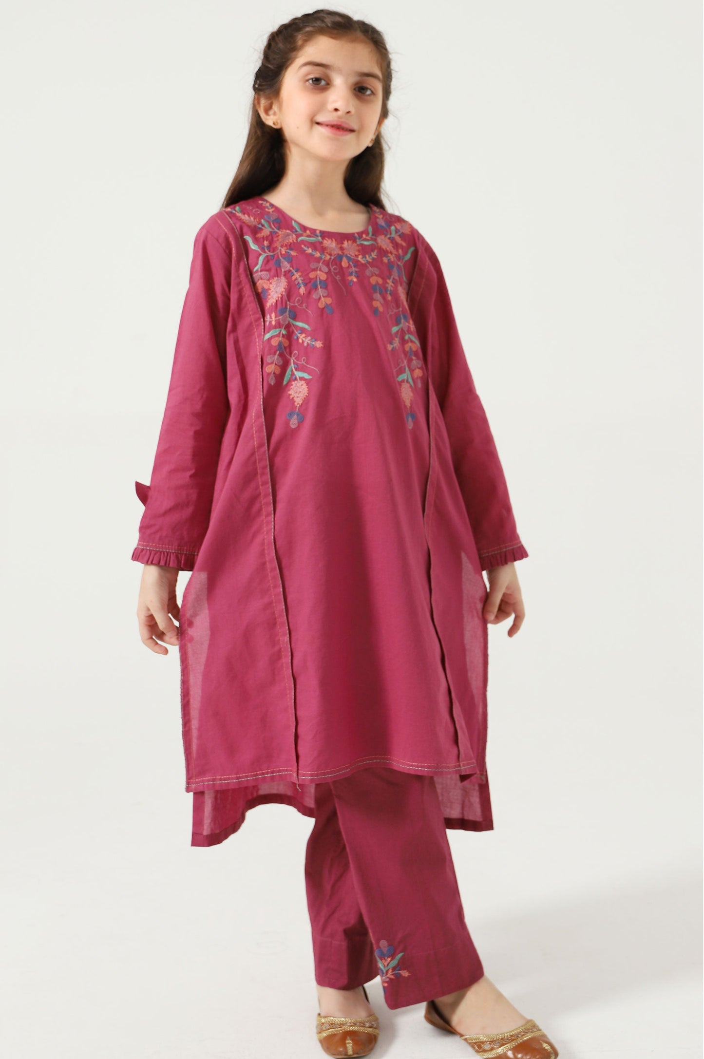 Stitched 2 Piece Embroidered Cambric Suit