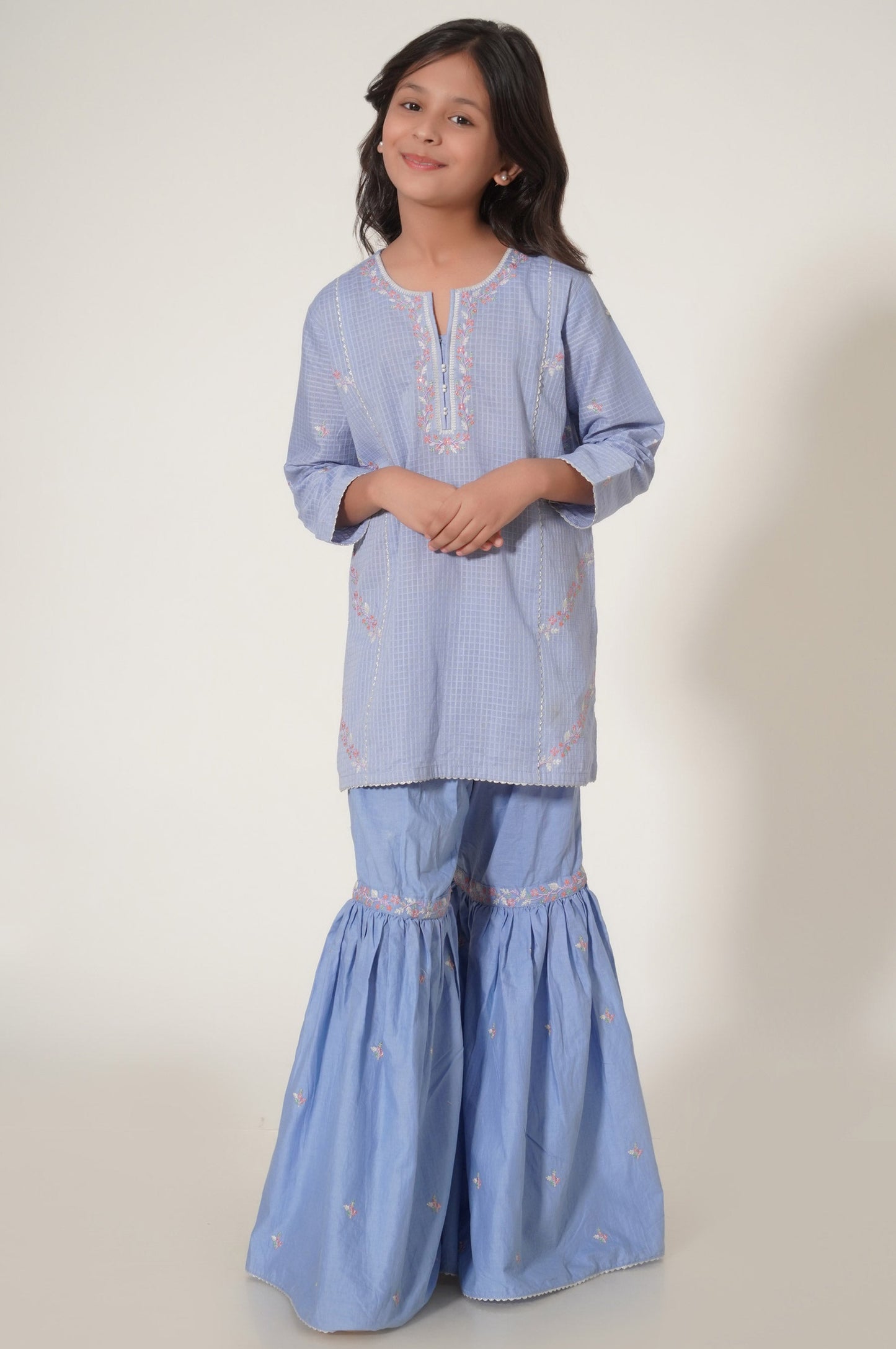 Stitched 2 Piece Embroidered Gharara Suit