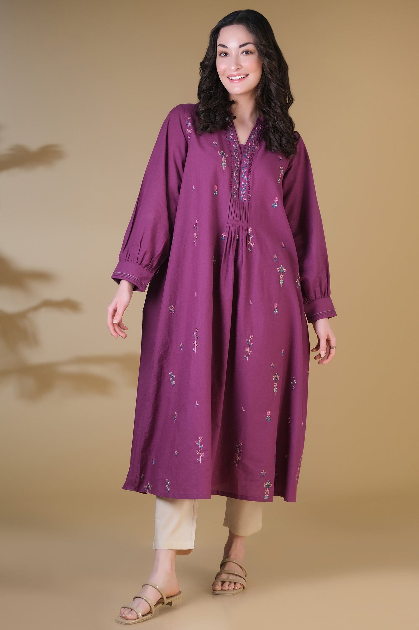 Stitched 1 Piece Embroidered Cambric Shirt