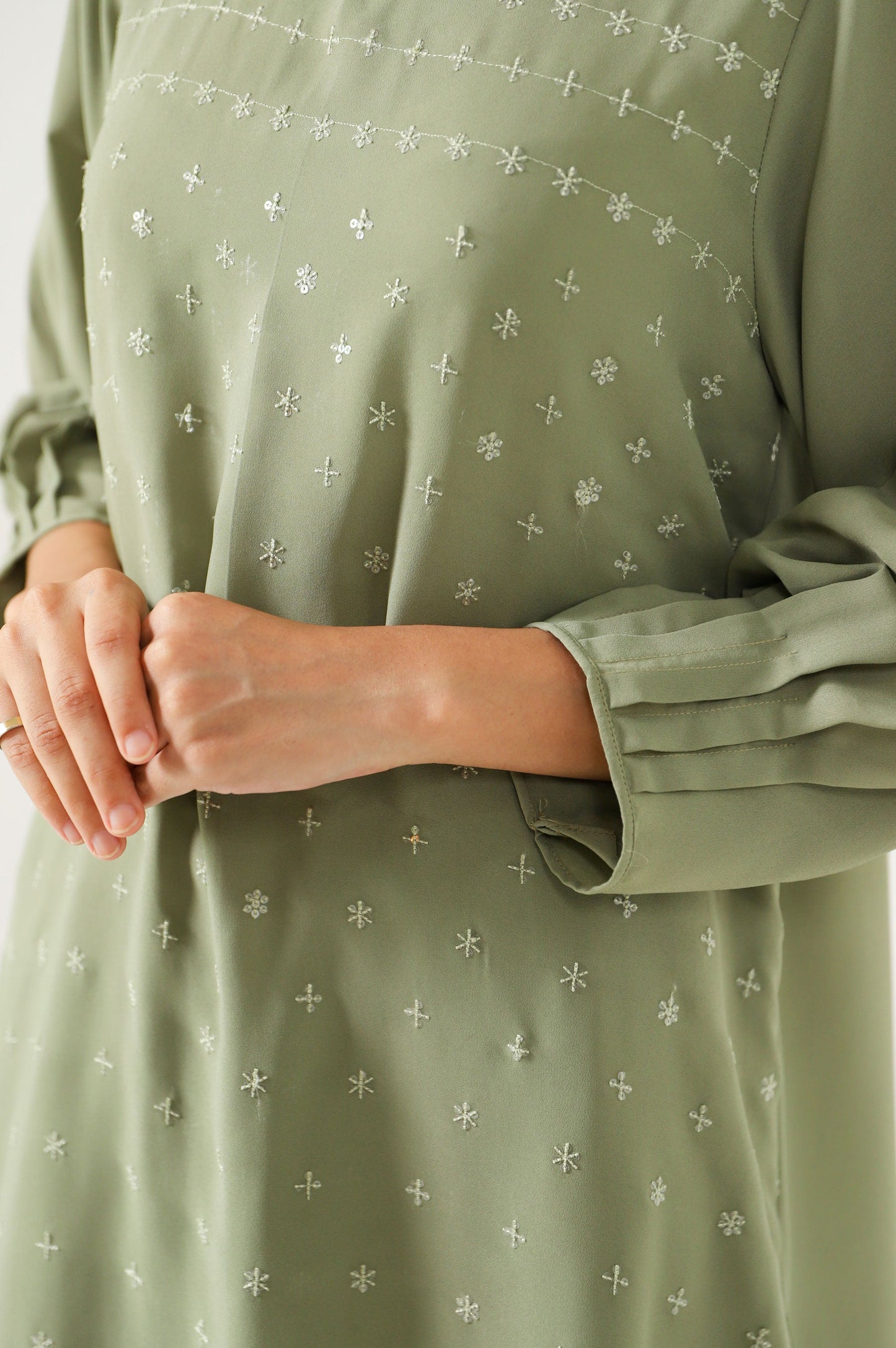 Stitched 2 Piece Embroidered Crepe Suit