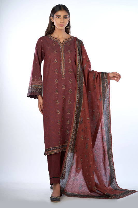 Unstitched 2 Piece Printed Karandi Suit