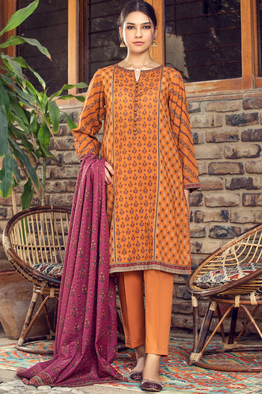 Unstitched 3 Piece Printed Cottel Suit