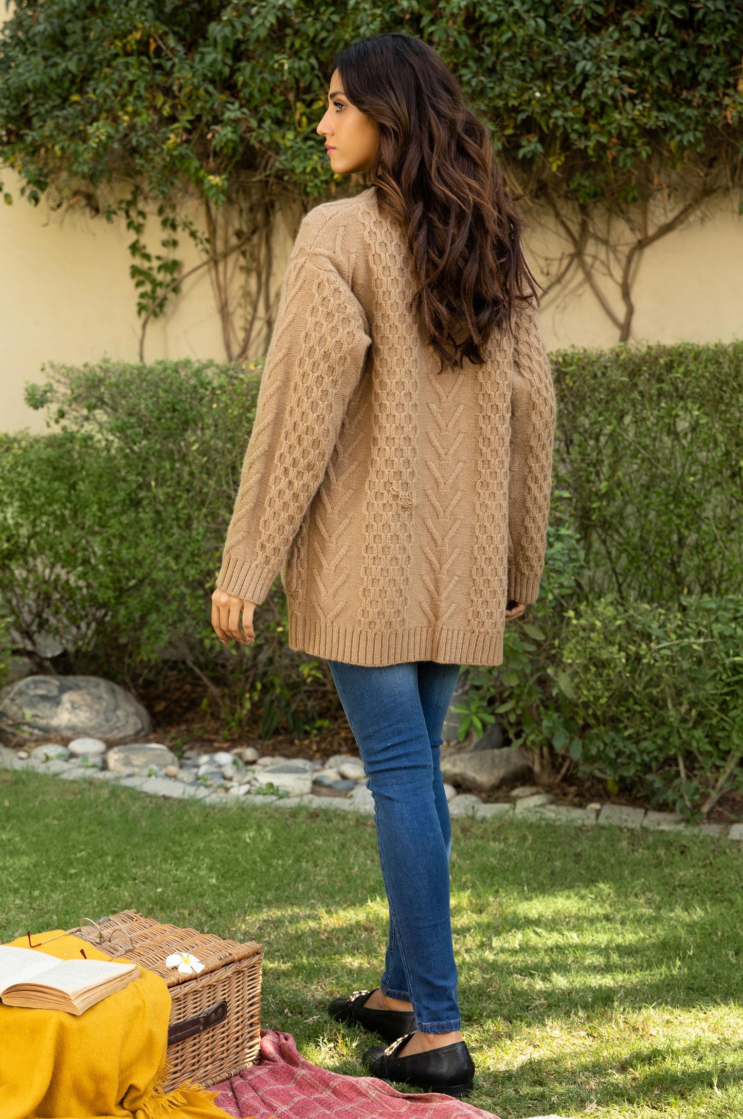 Front Open Cable Cardigan
