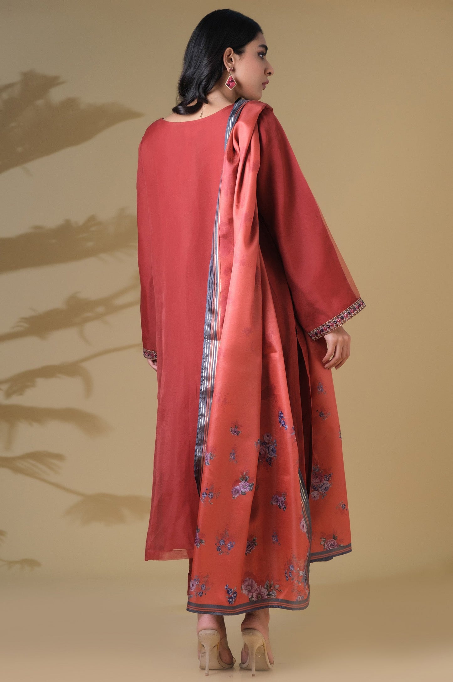 Stitched 2 Piece Organza Embroidered Outfit