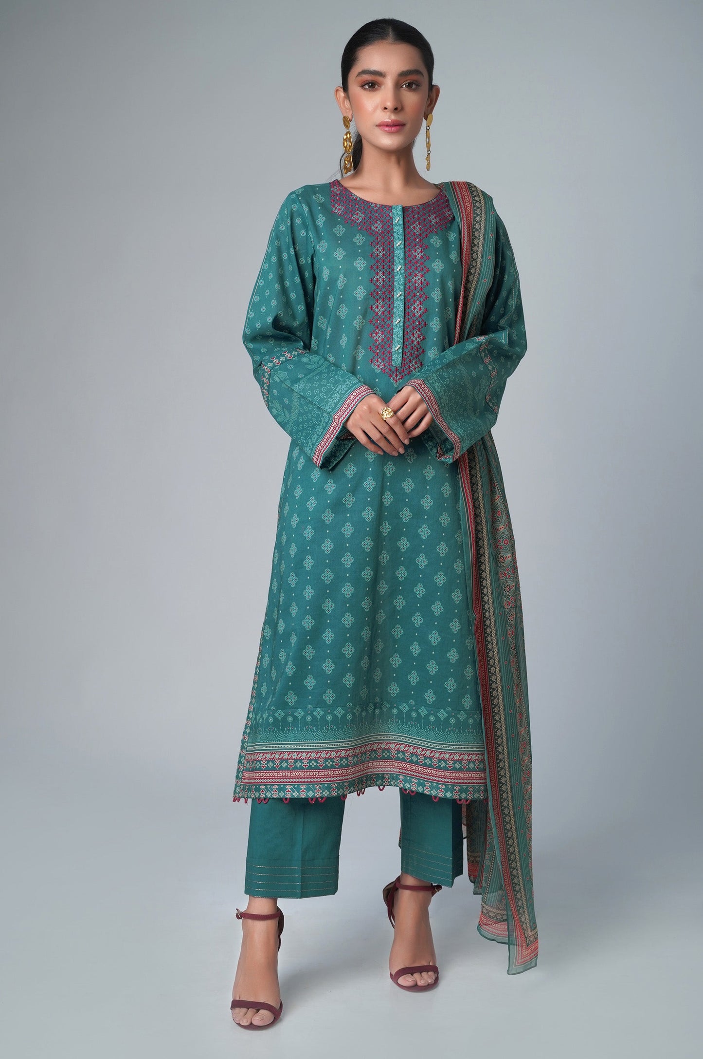 Stitched 3 Piece Printed Lawn Suit