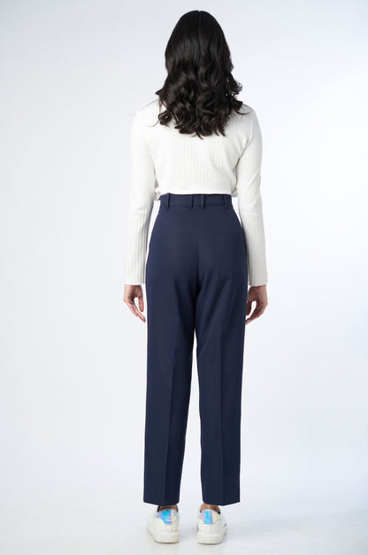 Straight Fit Formal Pants - Navy