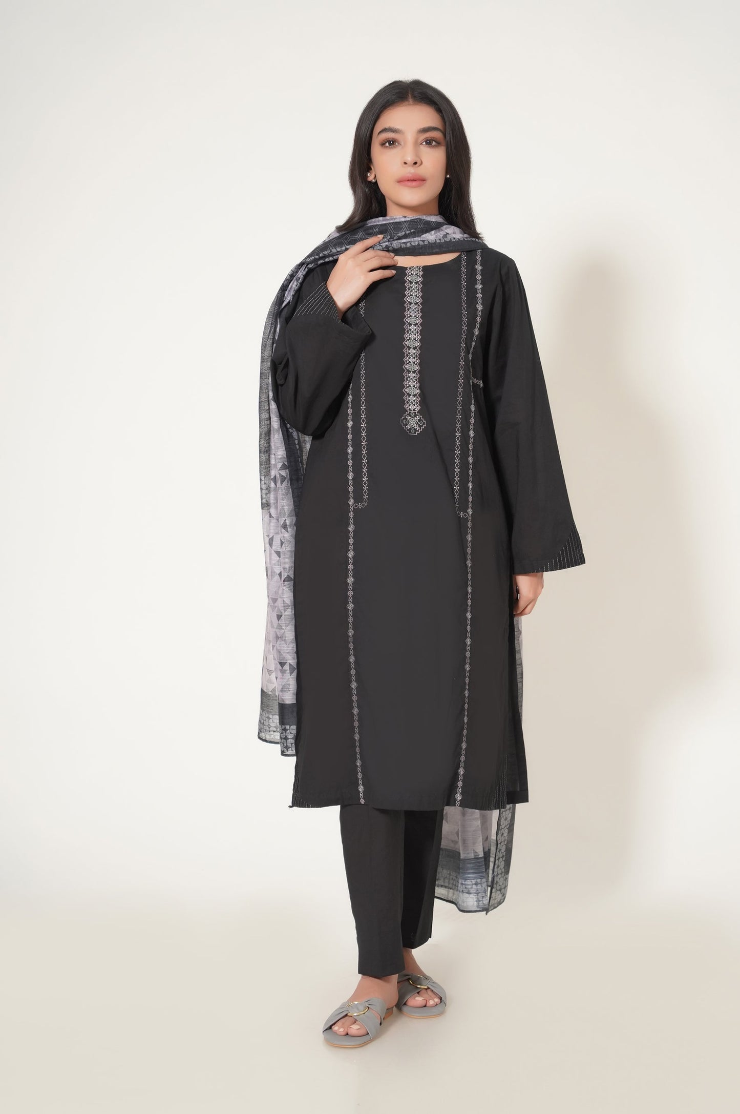 Stitched 2 Piece Cambric Embroidered Suit