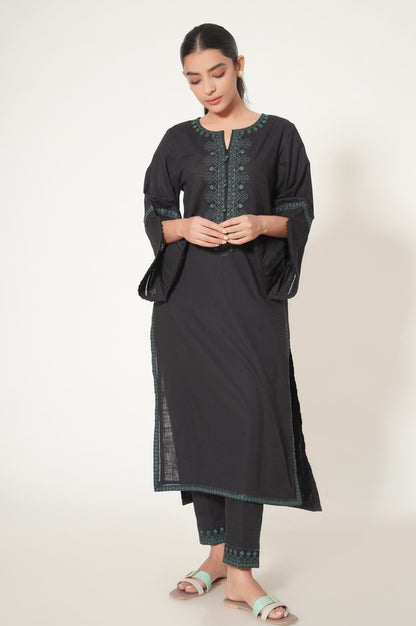 Stitched 2 Piece Both Side Slub Embroidered Suit