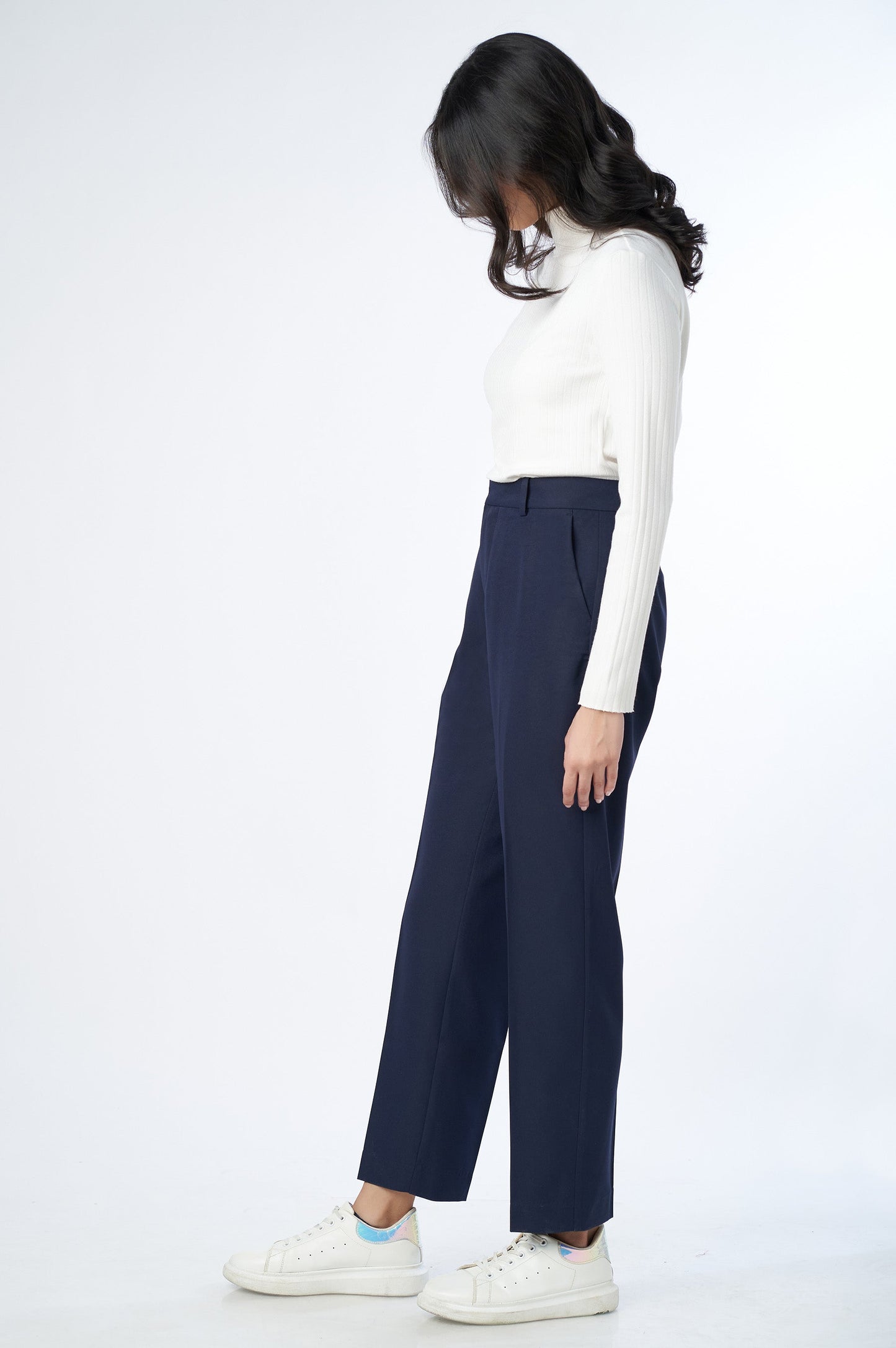 Straight Fit Formal Pants - Navy