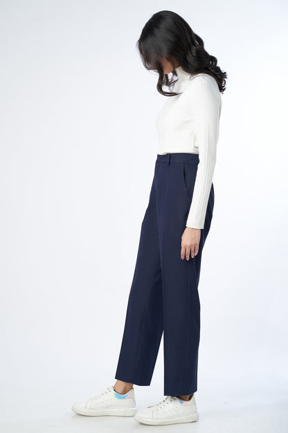 Straight Fit Formal Pants - Navy