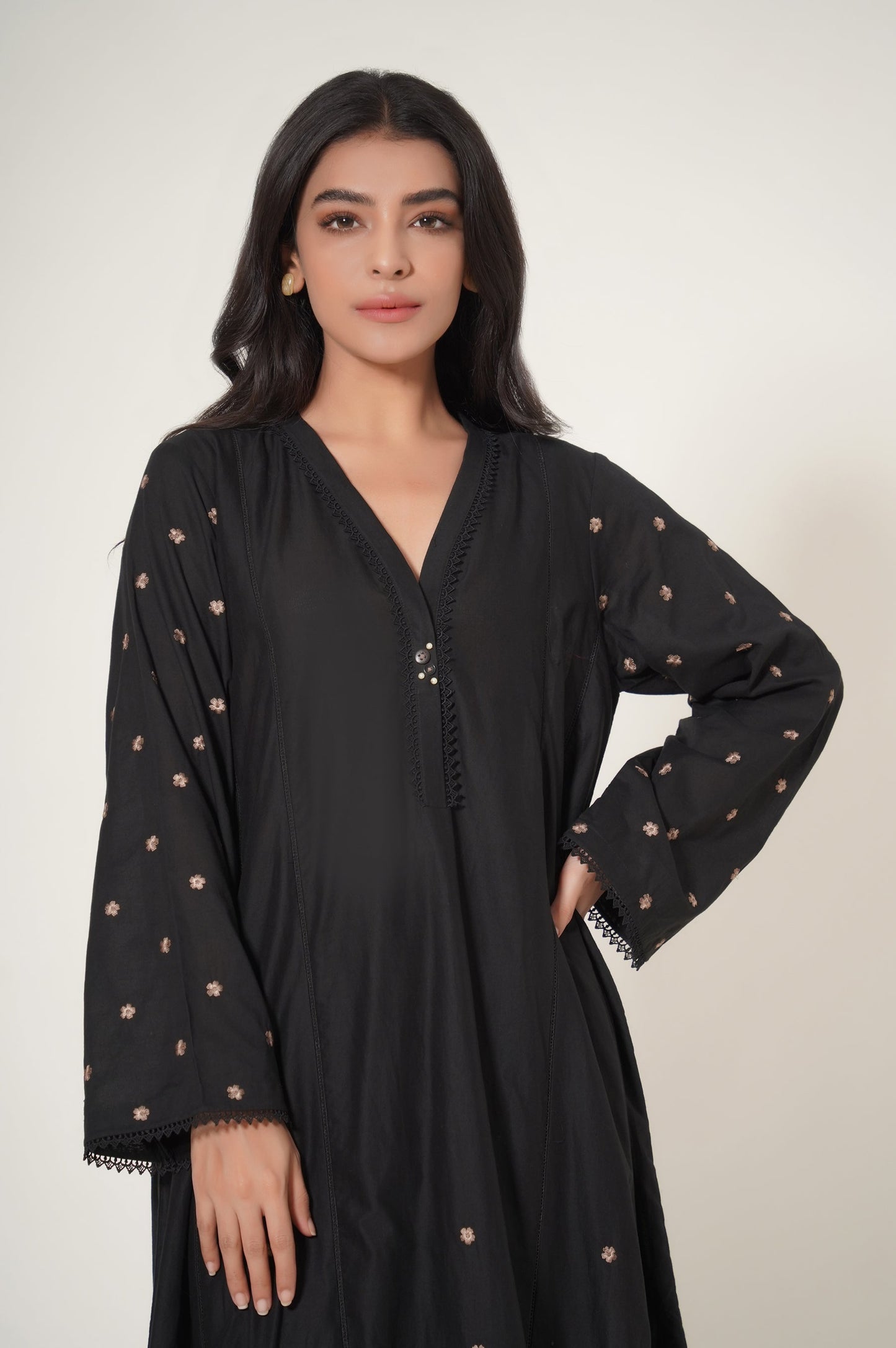 Stitched 1 Piece Cambric Embroidered Shirt