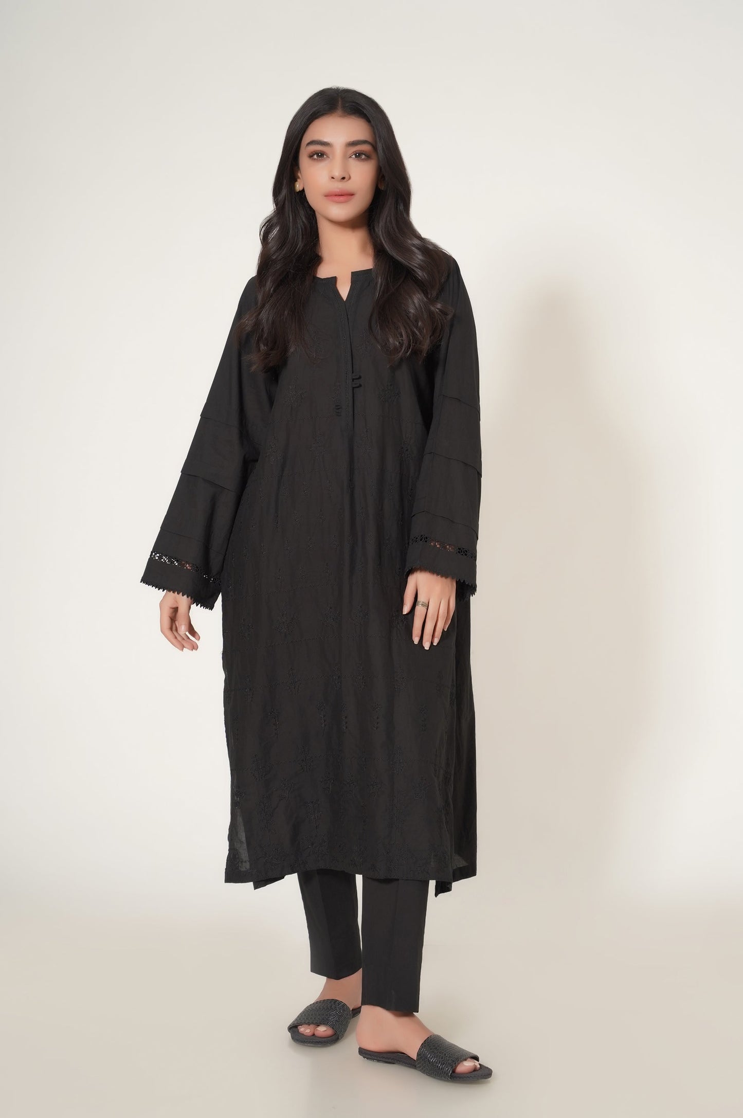 Stitched 1 Piece Cambric Embroidered Shirt