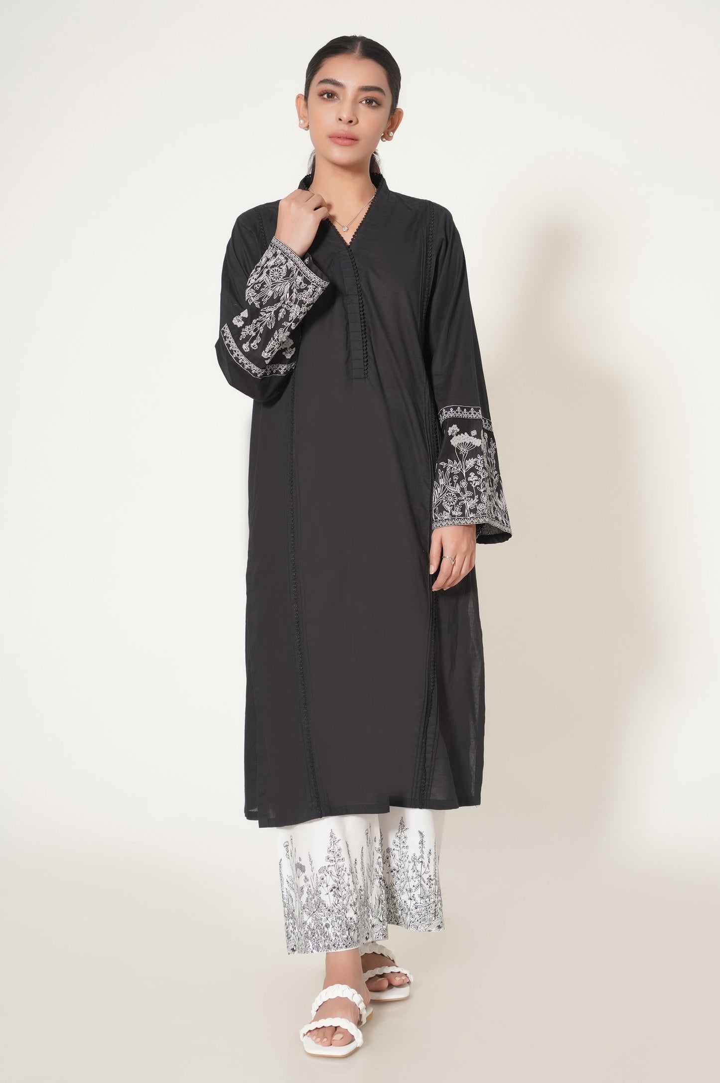 Stitched 2 Piece Cambric Embroidered Suit