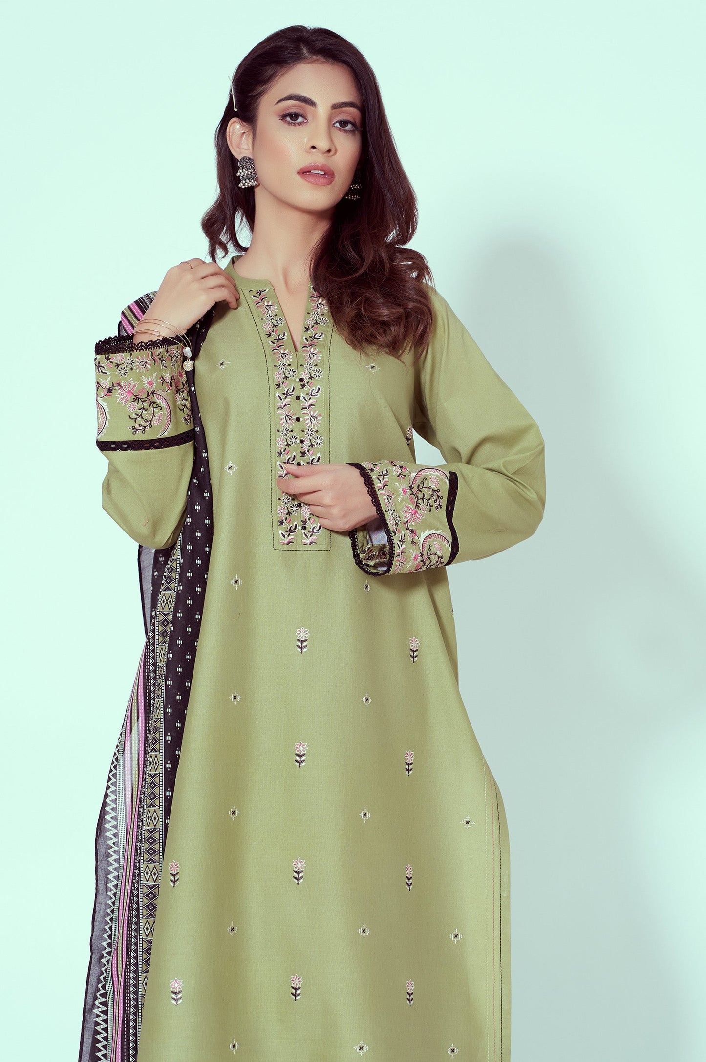 Unstitched 3 Piece Embroidered Lawn Suit