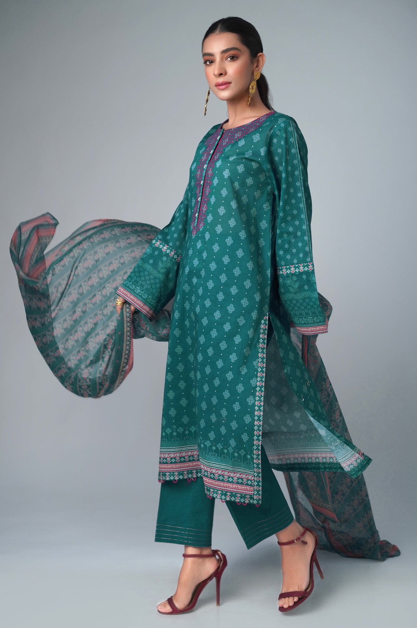 Stitched 3 Piece Printed Lawn Suit