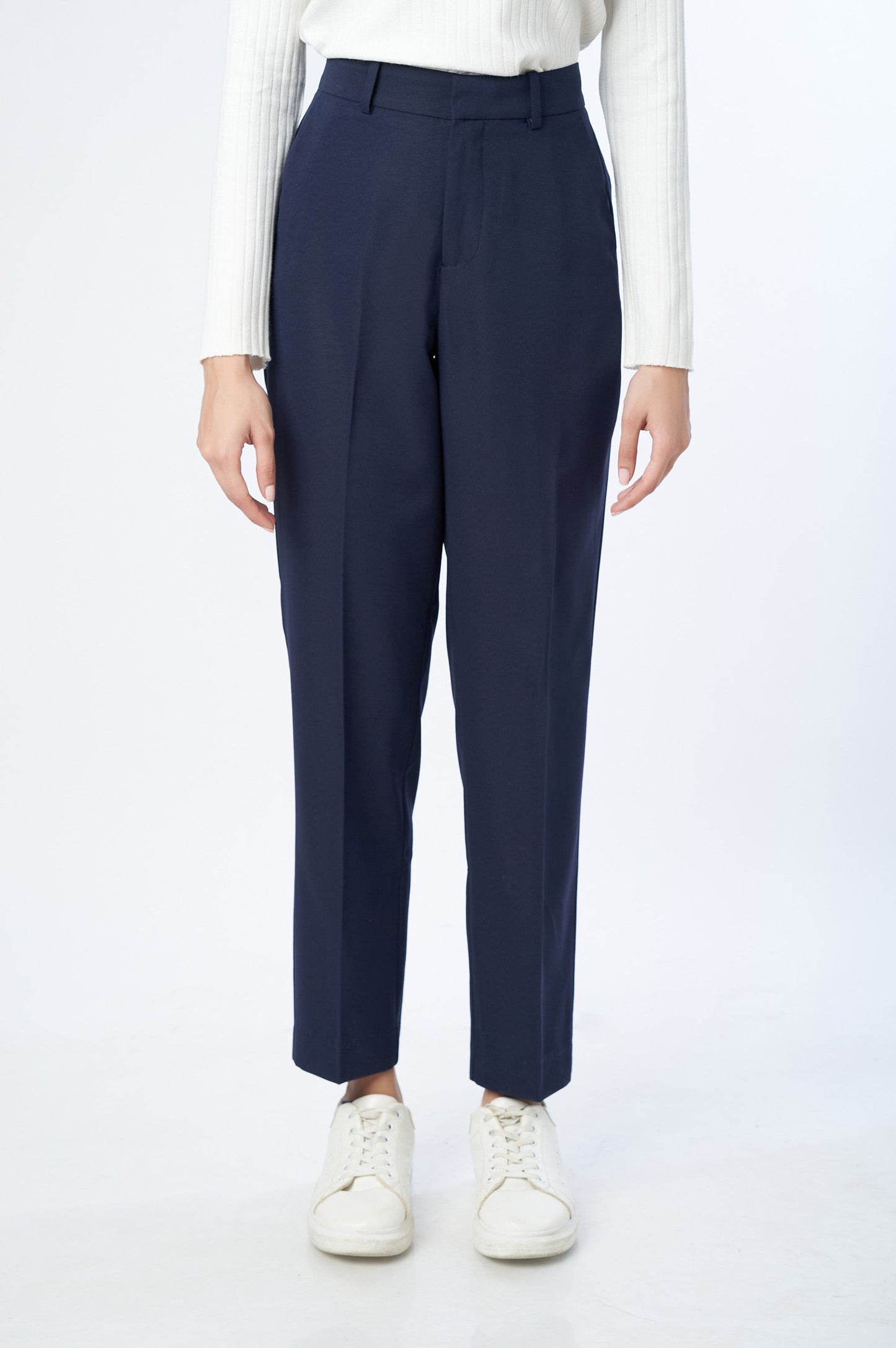 Straight Fit Formal Pants - Navy