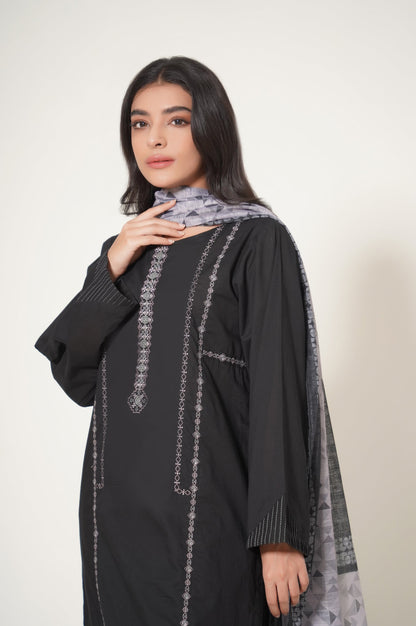 Stitched 2 Piece Cambric Embroidered Suit