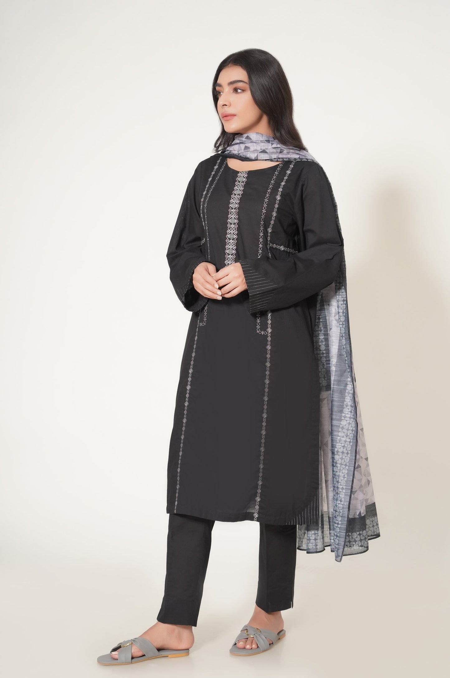 Stitched 2 Piece Cambric Embroidered Suit