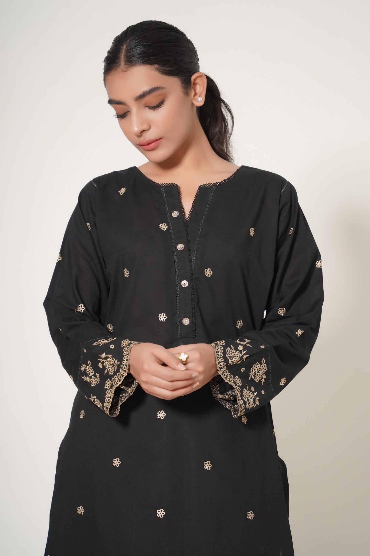 Stitched 2 Piece Cambric Embroidered Suit