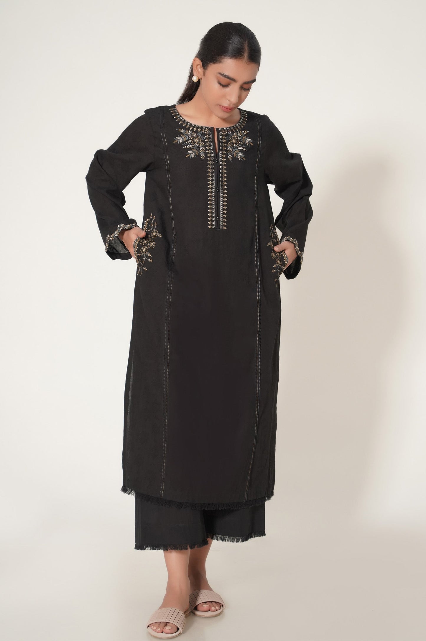 Stitched 2 Piece Dobby Embroidered Suit