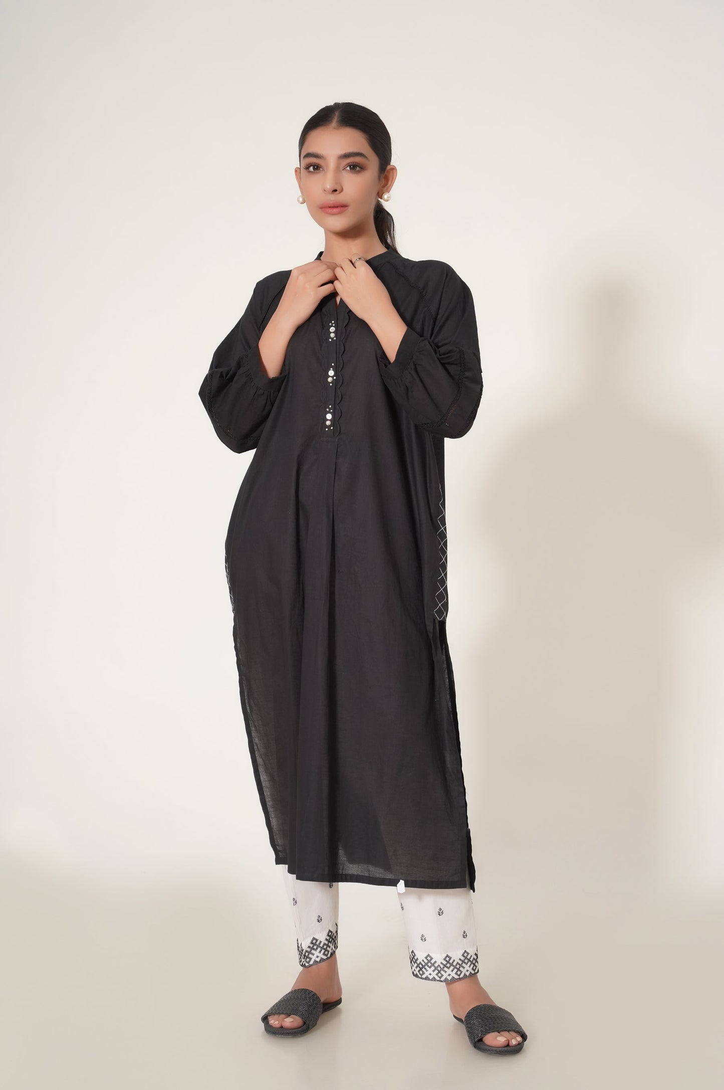 Stitched 1 Piece Cambric Embroidered Shirt