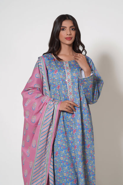 Unstitched 3 Piece Printed Cambric Suit