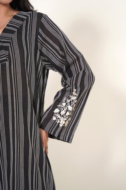 Stitched 2 Piece Yarn Dyed Embroidered Suit