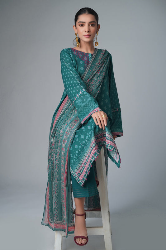 Stitched 3 Piece Printed Lawn Suit