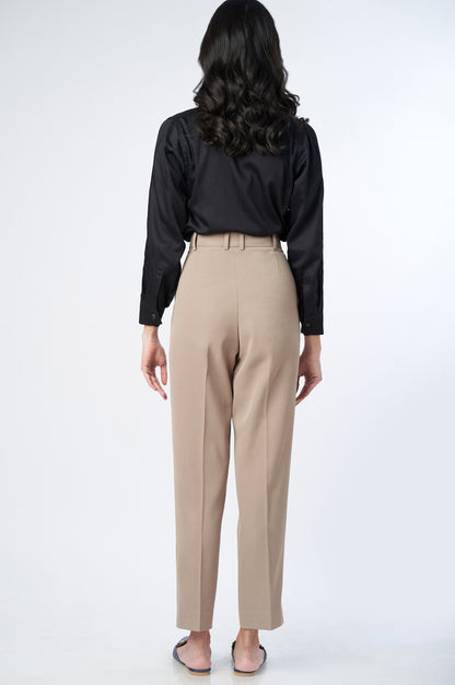 Straight Fit Formal Pants - Beige
