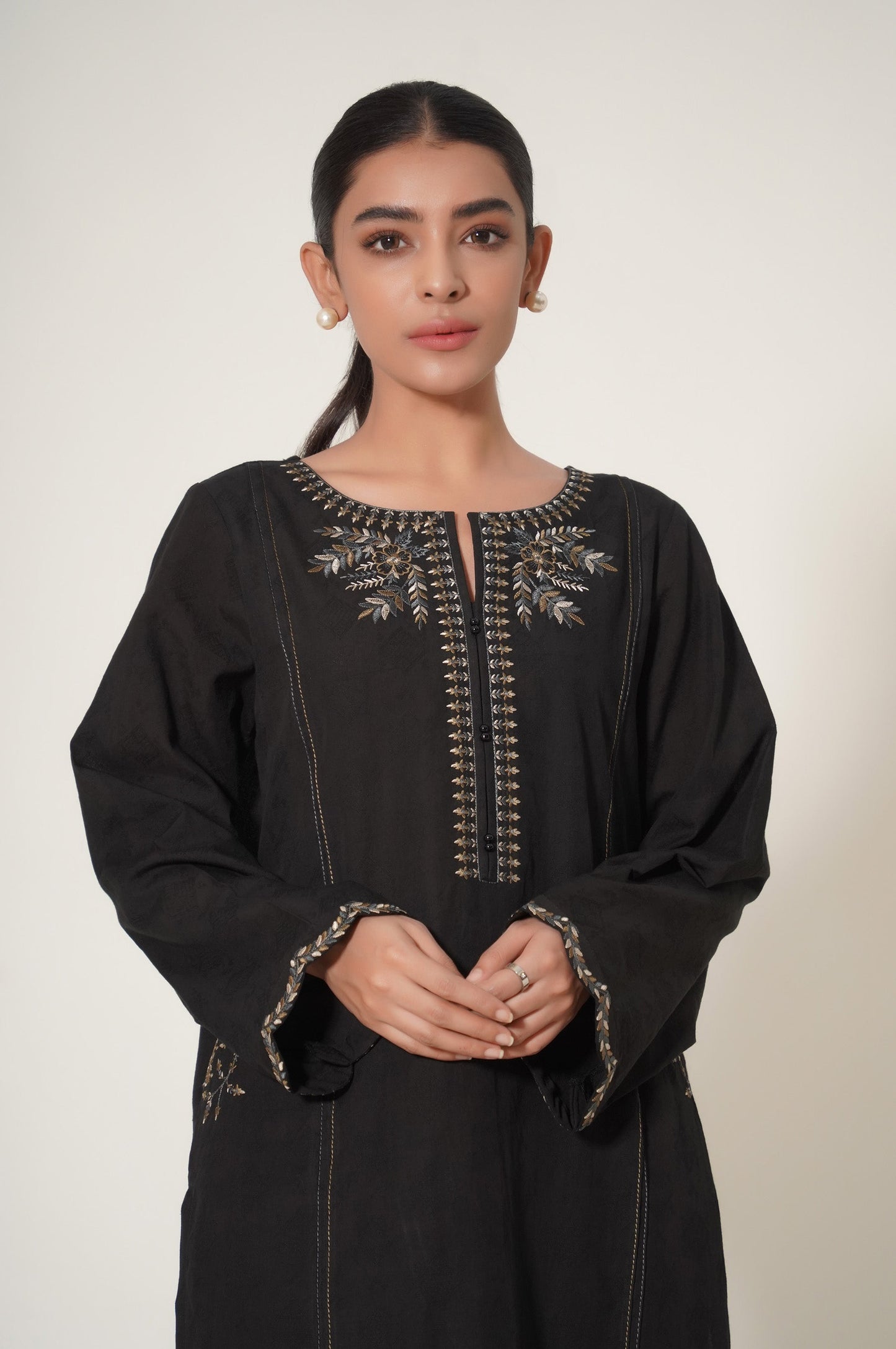 Stitched 2 Piece Dobby Embroidered Suit