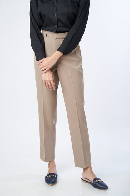 Straight Fit Formal Pants - Beige