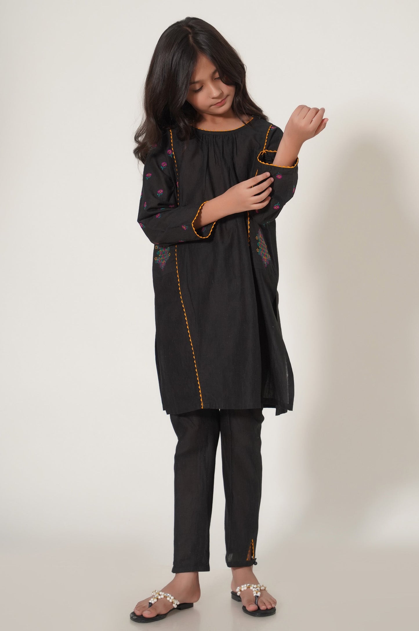 Stitched 2 Piece Embroidered Cotton Neps Suit