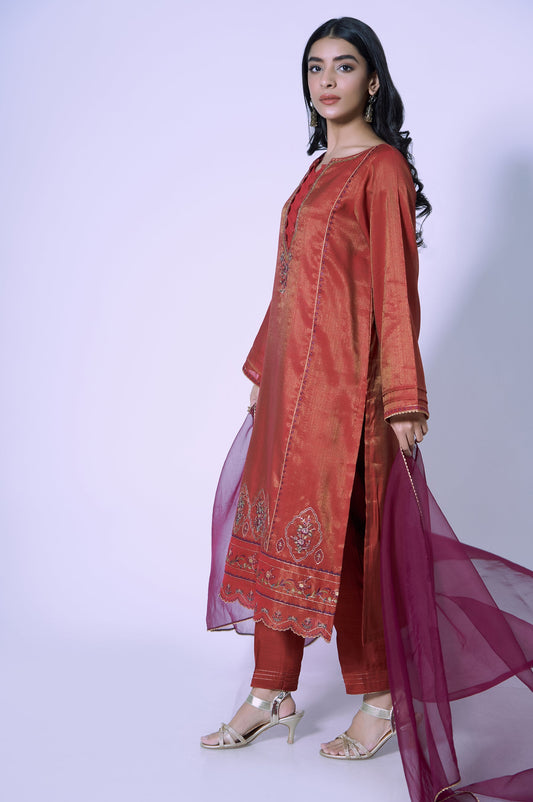 Stitched 3 Piece Staple Mysuri Embroidered Suit