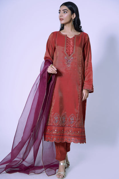 Stitched 3 Piece Staple Mysuri Embroidered Suit