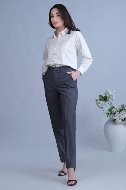 Straight Fit Formal Pants - Grey