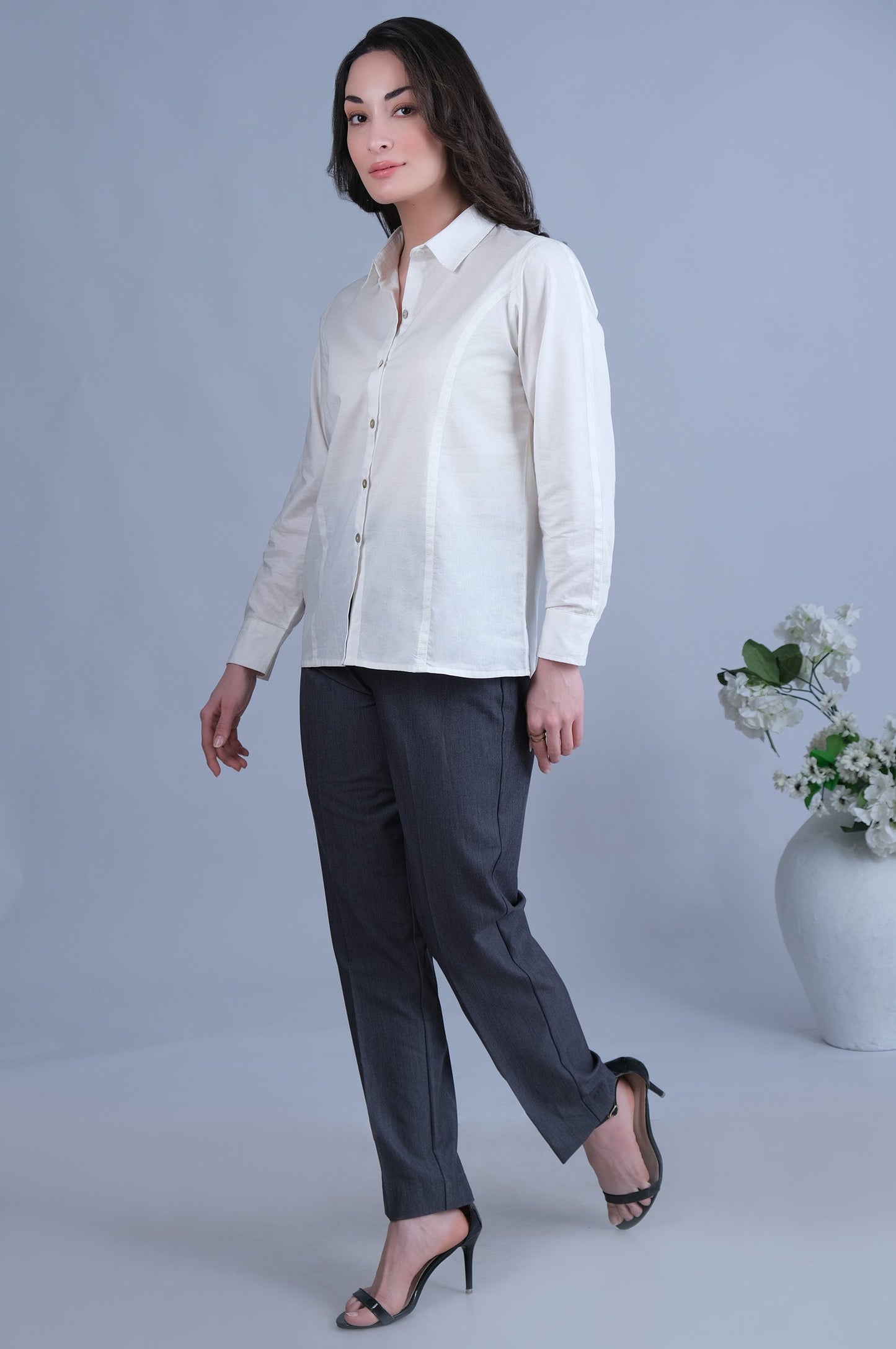 Straight Fit Formal Pants - Grey