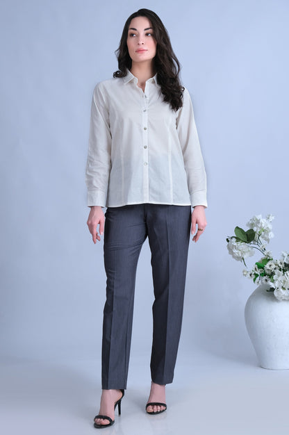 Straight Fit Formal Pants - Grey