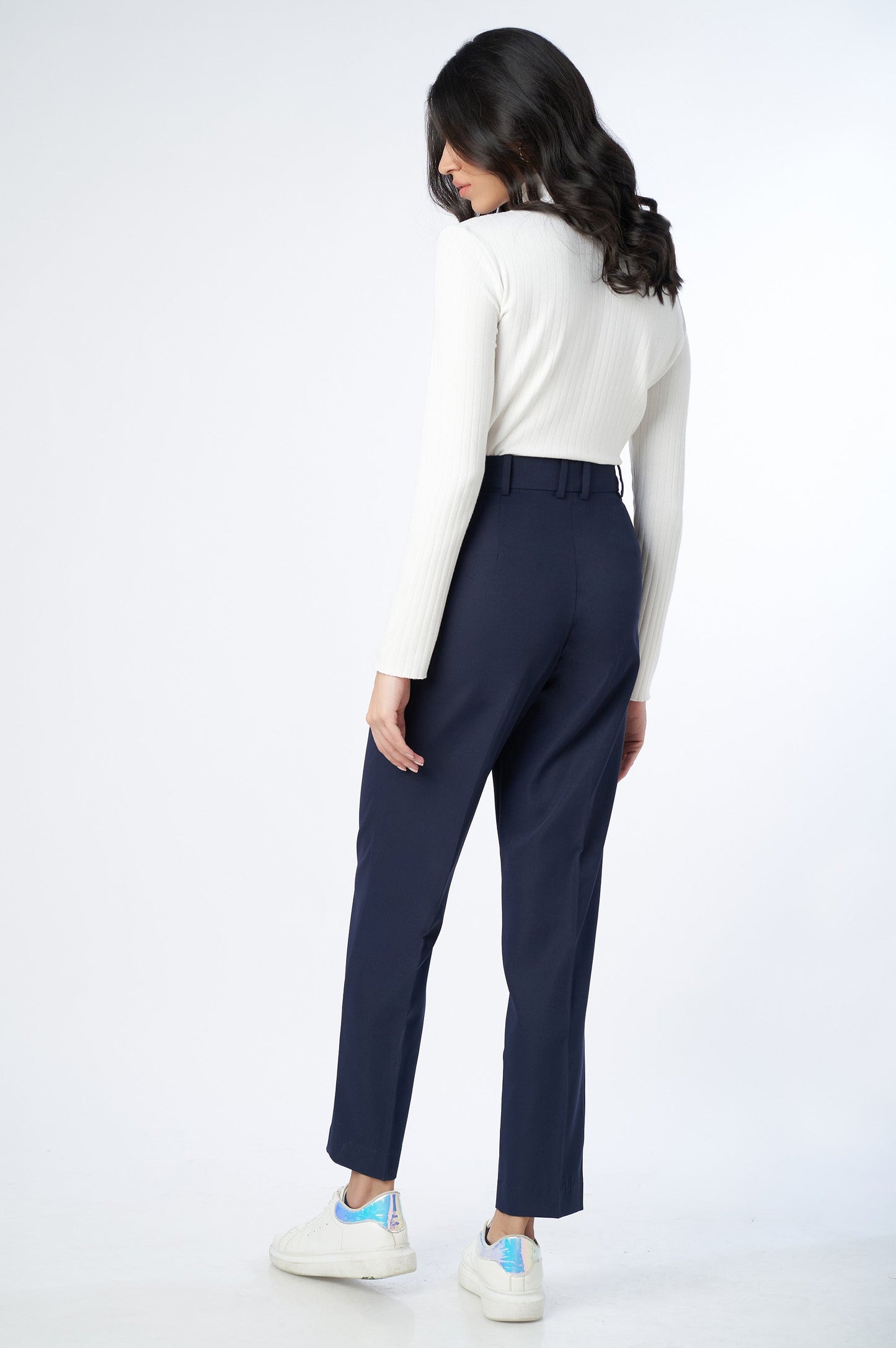 Straight Fit Formal Pants - Navy