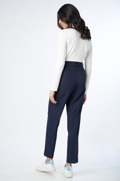 Straight Fit Formal Pants - Navy