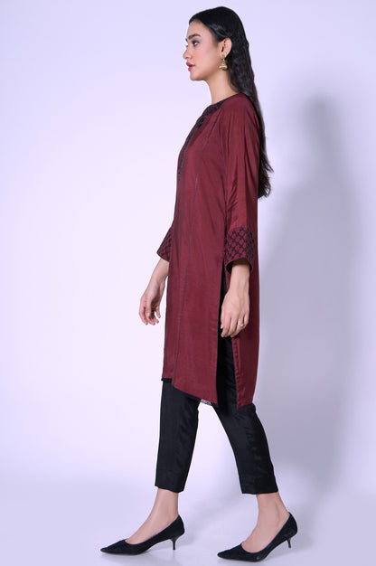 Stitched 1 Piece Paper Cotton Sequin Embroidered Shirt