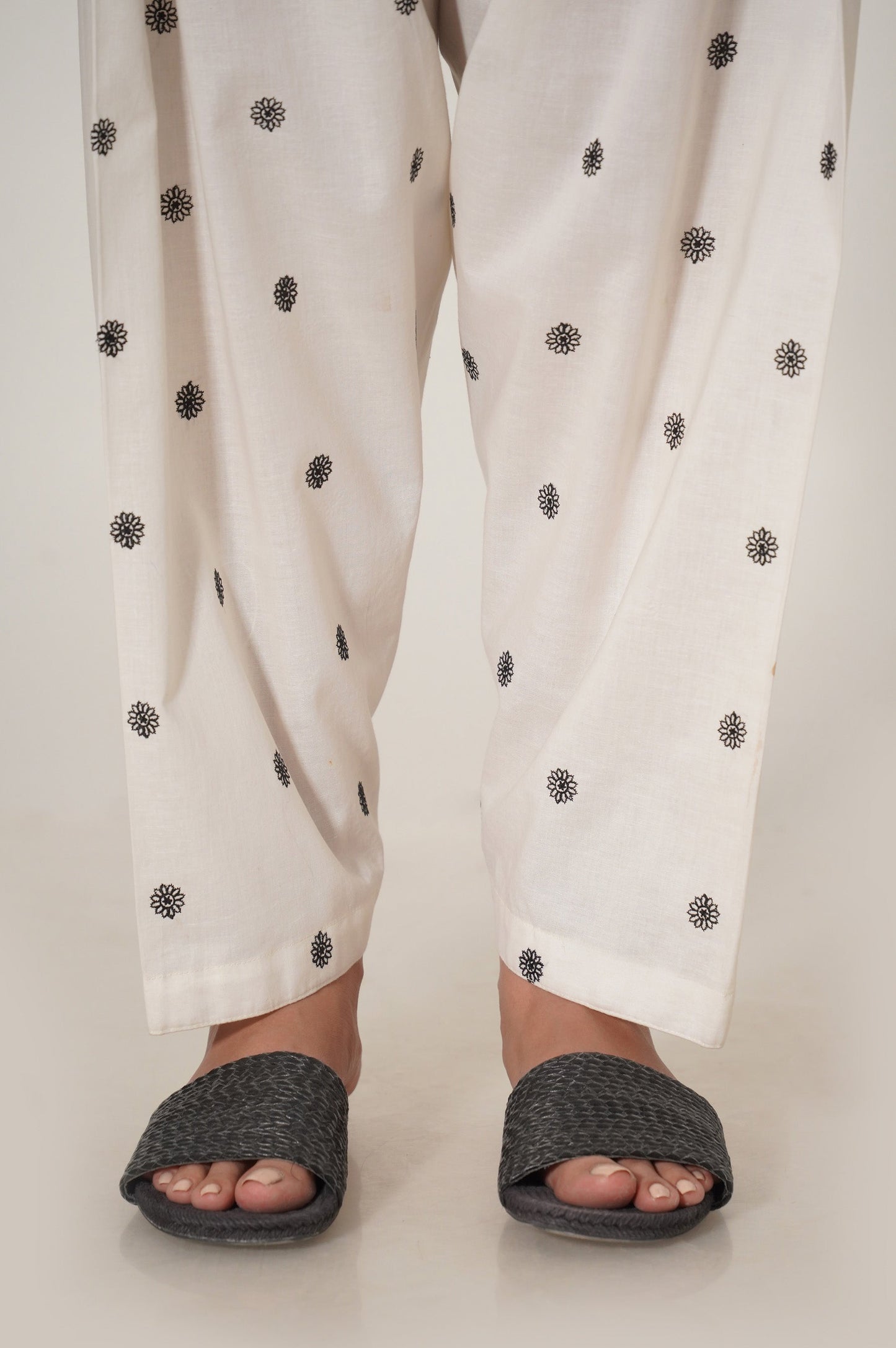 Stitched Cambric Embroidered Bottom - Off White