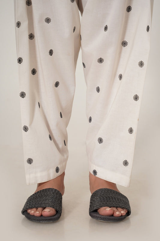 Stitched Cambric Embroidered Bottom - Off White