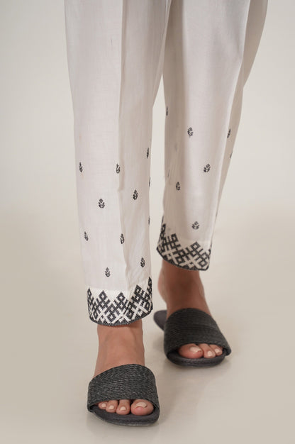 Stitched Cambric Embroidered  Bottom