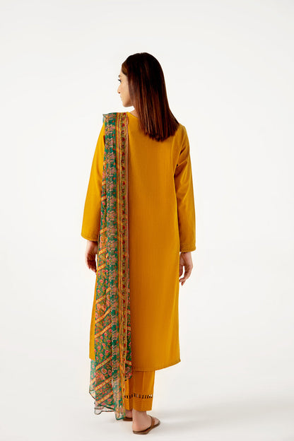 Stitched 3 Piece Dyed Doria Lawn with Chiffon Suit