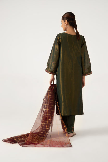 Stitched 3 Pieces Cotton Mysuri Embroidered Suit.