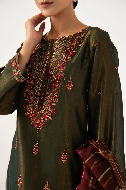 Stitched 3 Pieces Cotton Mysuri Embroidered Suit.