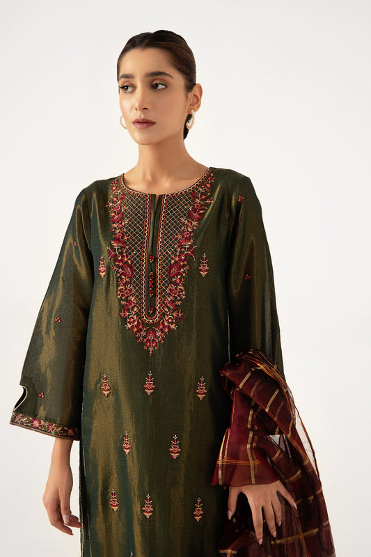 Stitched 3 Pieces Cotton Mysuri Embroidered Suit.