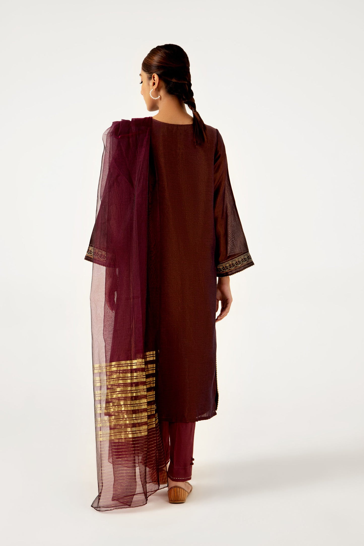 Stitched 3 Piece Cotton Mysuri Embroidered Suit.